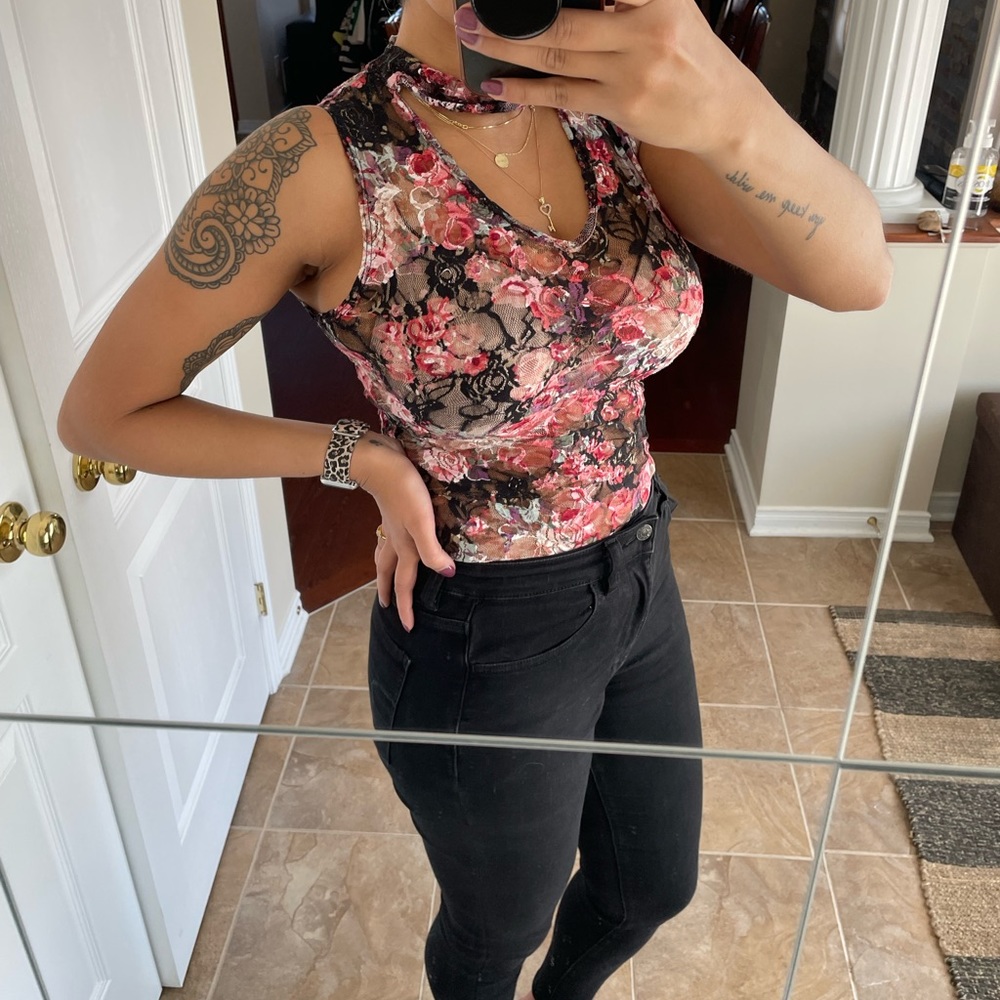 Floral and lace bodysuit